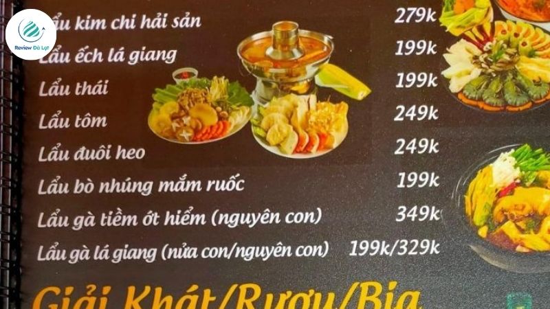 Menu lẩu ếch tại lẩu nướng Gà Con